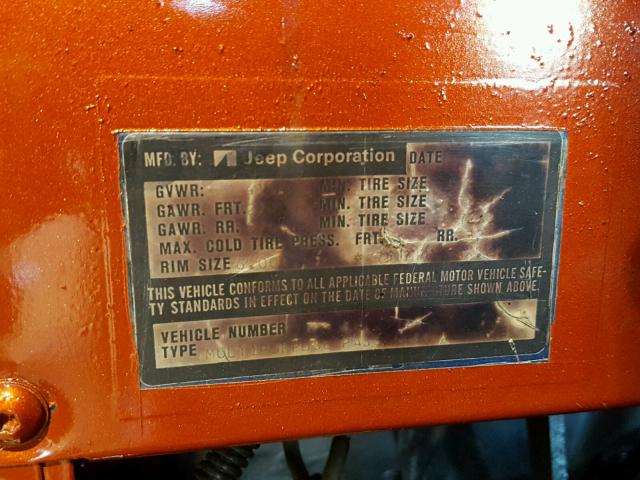 J793EH123714 - 1977 JEEP CJ-7 ORANGE photo 10