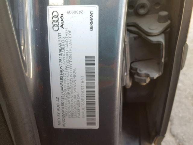 WAULT68E12A311941 - 2002 AUDI A4 3.0 QUA GRAY photo 10