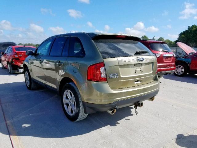 2FMDK3JC4DBE18888 - 2013 FORD EDGE SEL GREEN photo 3