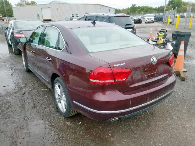 1VWBN7A33EC061440 - 2014 VOLKSWAGEN PASSAT SE BURGUNDY photo 3