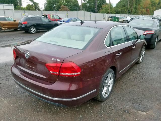 1VWBN7A33EC061440 - 2014 VOLKSWAGEN PASSAT SE BURGUNDY photo 4