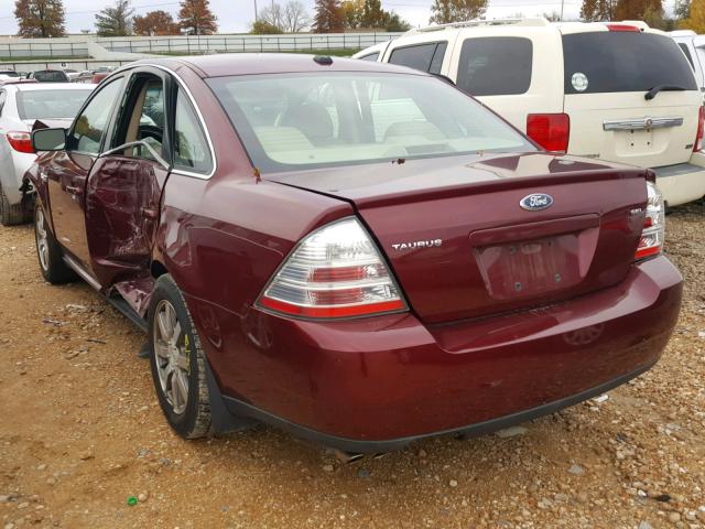 1FAHP24W38G179376 - 2008 FORD TAURUS SEL BURGUNDY photo 3