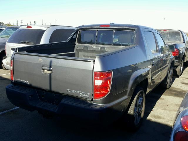 5FPYK1F59AB011904 - 2010 HONDA RIDGELINE GRAY photo 4