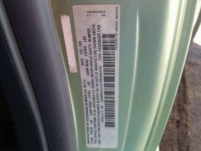 3VWRW31CX7M506505 - 2007 VOLKSWAGEN NEW BEETLE 绿色 照片 10