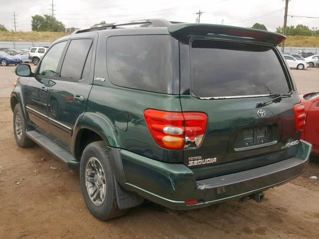 5TDBT48A53S168304 - 2003 TOYOTA SEQUOIA LI GREEN photo 3