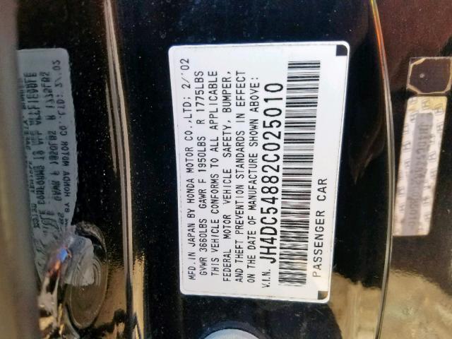 JH4DC54882C025010 - 2002 ACURA RSX BLACK photo 10