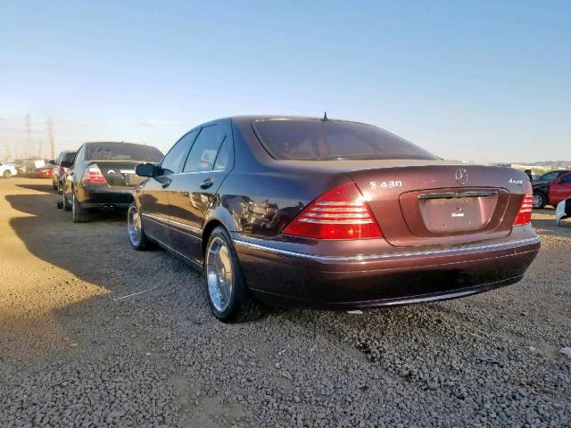 WDBNG83J43A337501 - 2003 MERCEDES-BENZ S 430 4MAT PURPLE photo 3