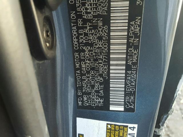 JTKDE177150015926 - 2005 TOYOTA SCION TC 灰色 照片 10