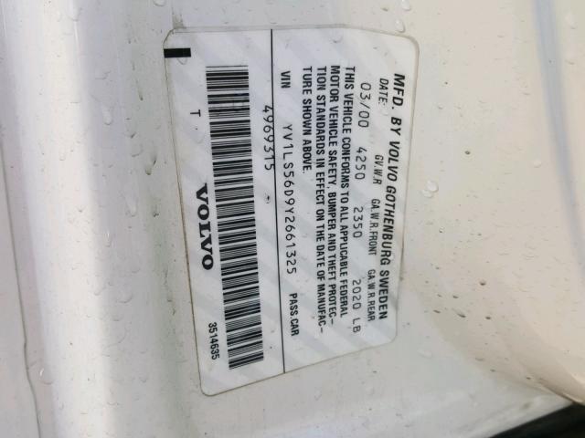 YV1LS56D9Y2661325 - 2000 VOLVO S70 GLT WHITE photo 10