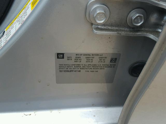 1G11C5SL8FF141140 - 2015 CHEVROLET MALIBU 1LT SILVER photo 10