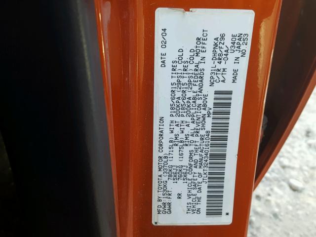 JTLKT324340161048 - 2004 TOYOTA SCION XB Қызғылт сары фото 10