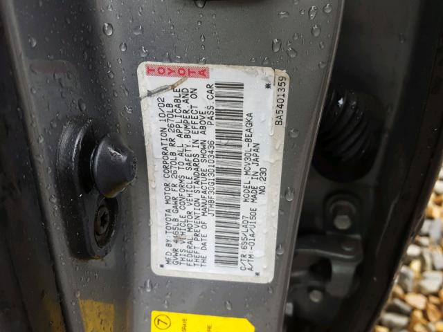 JTHBF30G130103436 - 2003 LEXUS ES 300 GRAY photo 10