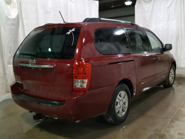 KNDMG4C78C6434634 - 2012 KIA SEDONA LX RED photo 4