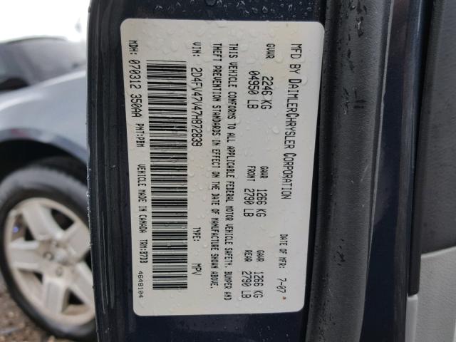 2D4FV47V47H872839 - 2007 DODGE MAGNUM SXT BLUE photo 10