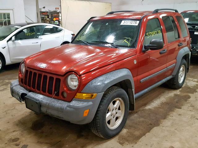 1J4GL48K96W111181 - 2006 JEEP LIBERTY SP RED photo 2