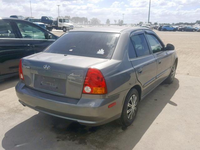 KMHCG45C95U602345 - 2005 HYUNDAI ACCENT GL GRAY photo 4