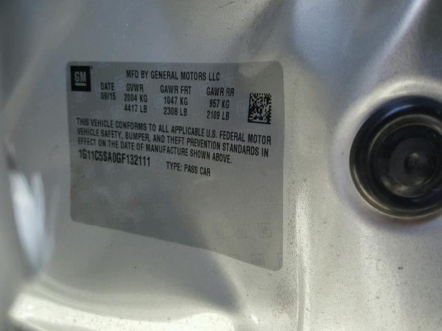 1G11C5SA0GF132111 - 2016 CHEVROLET MALIBU LIM 银色 照片 10