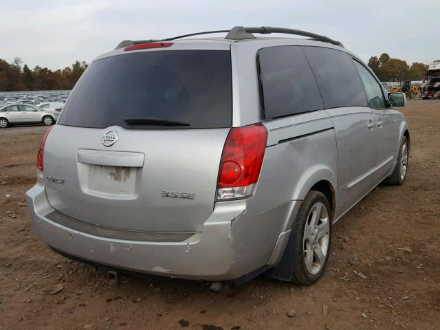 5N1BV28U94N368629 - 2004 NISSAN QUEST S SILVER photo 4