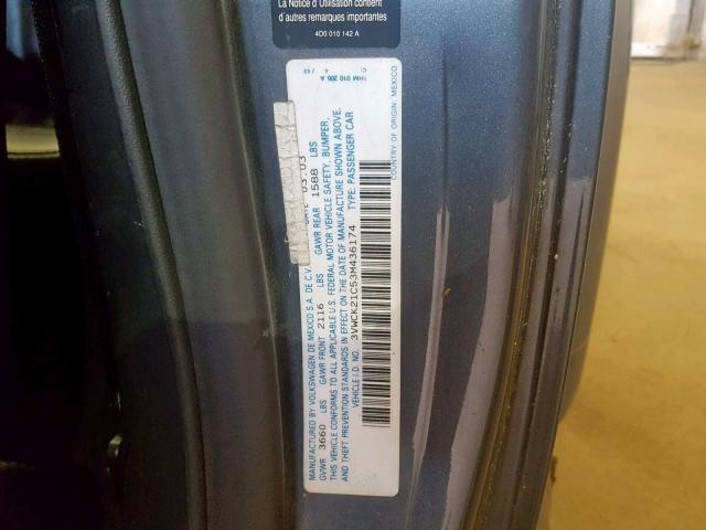 3VWCK21C53M436174 - 2003 VOLKSWAGEN NEW BEETLE ნაცრისფერი ფოტო 10