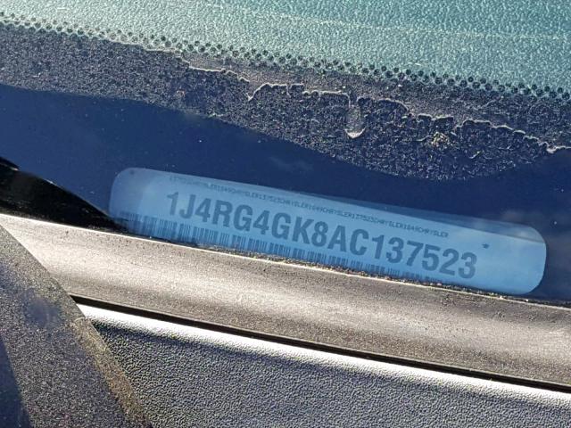 1J4RG4GK8AC137523 - 2010 JEEP COMMANDER შავი ფოტო 10