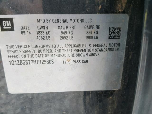 1G1ZB5ST7HF125603 - 2017 CHEVROLET MALIBU LS Gris photo 10