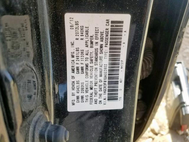 1HGCR3F81DA003802 - 2013 HONDA ACCORD EXL BLACK photo 10