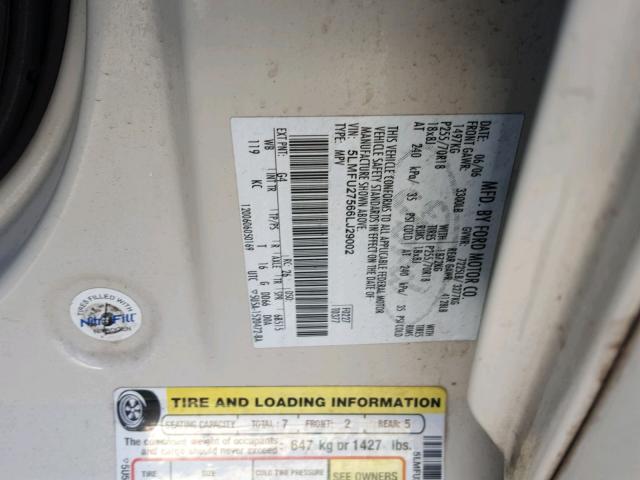 5LMFU27566LJ29002 - 2006 LINCOLN NAVIGATOR Biały zdjęcie 10