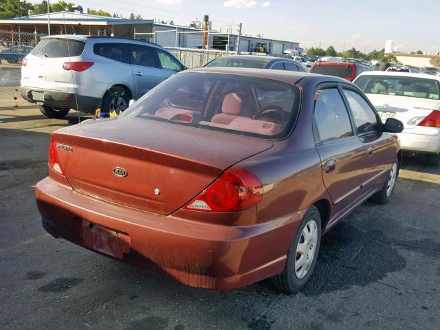 KNAFB121535224191 - 2003 KIA SPECTRA BA BURGUNDY photo 4