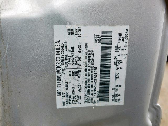 1FTZR45E62TA51495 - 2002 FORD RANGER SUP SILVER photo 10