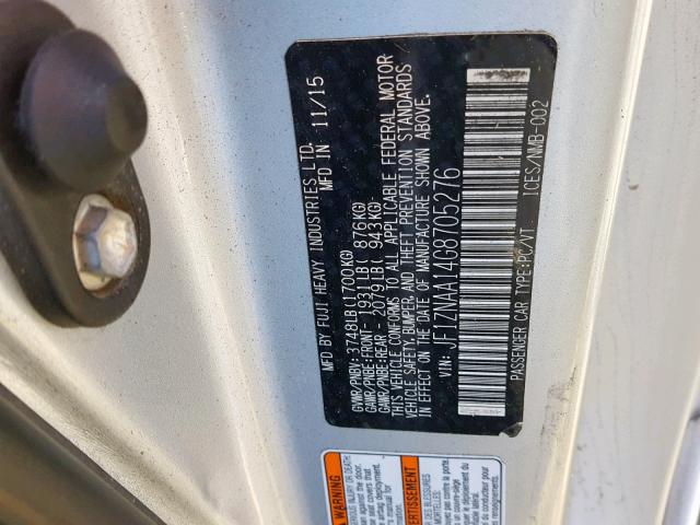 JF1ZNAA14G8705276 - 2016 TOYOTA SCION FR-S WHITE photo 10