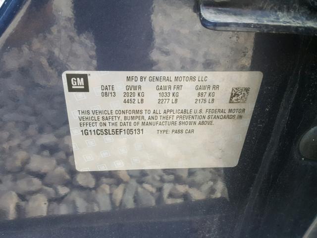 1G11C5SL5EF105131 - 2014 CHEVROLET MALIBU 1LT BLUE photo 10