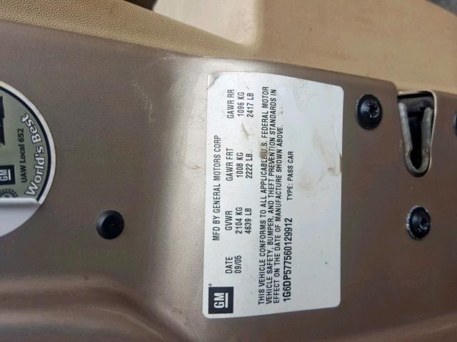 1G6DP577560129912 - 2006 CADILLAC CTS HI FEA TAN photo 10