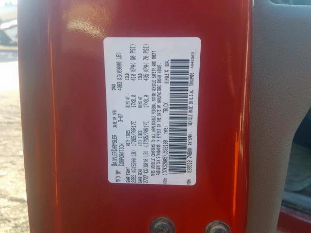 1D7KS28A57J592100 - 2007 DODGE RAM 2500 S RED photo 10