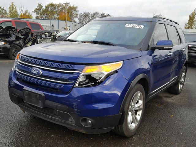 1FM5K8F86EGA09632 - 2014 FORD EXPLORER L BLUE photo 2