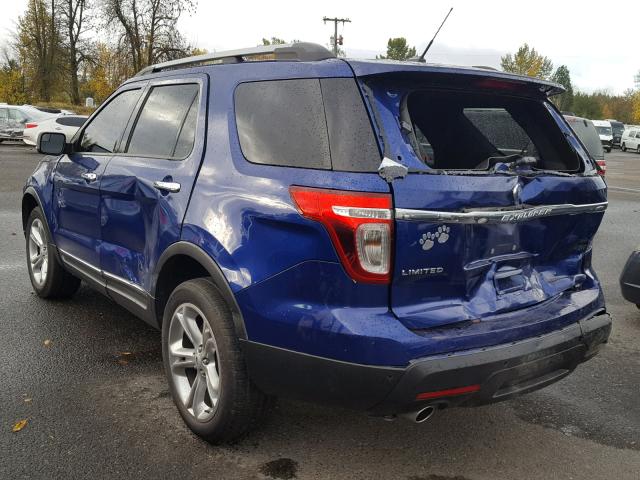 1FM5K8F86EGA09632 - 2014 FORD EXPLORER L BLUE photo 3