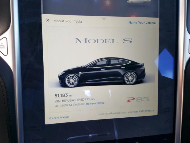 5YJSA1DP4DFP18791 - 2013 TESLA MODEL S BLACK photo 8