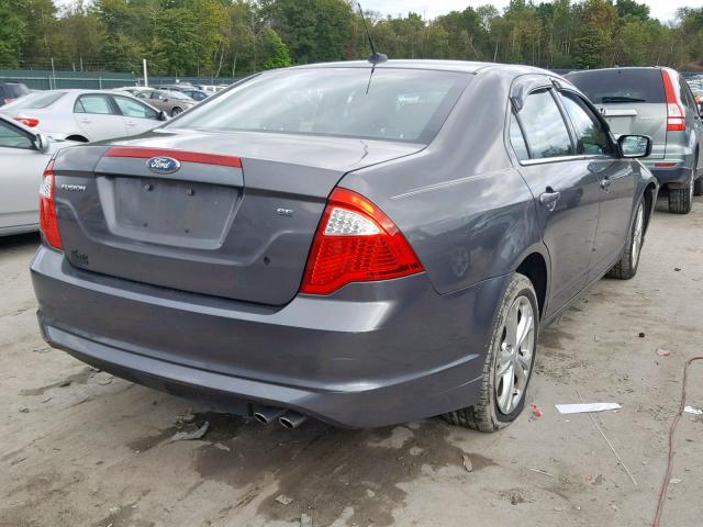 3FAHP0HA8CR387788 - 2012 FORD FUSION SE GRAY photo 4