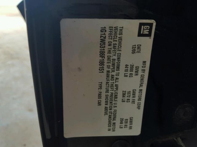 1G1ZW53186F186151 - 2006 CHEVROLET MALIBU SS შავი ფოტო 10