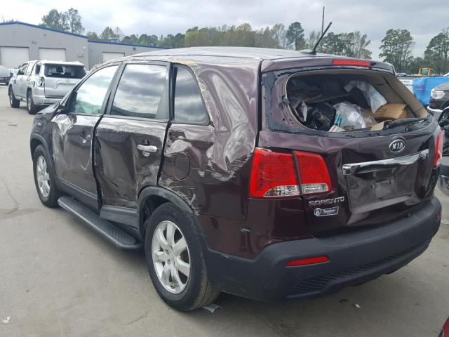 5XYKT3A15BG066341 - 2011 KIA SORENTO BA BURGUNDY photo 3