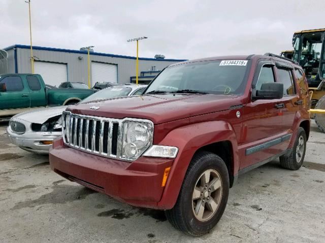 1J8GN28K28W253369 - 2008 JEEP LIBERTY SP RED photo 2
