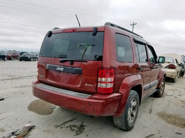 1J8GN28K28W253369 - 2008 JEEP LIBERTY SP RED photo 4