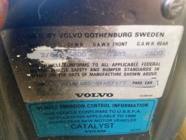 YV1AX8857G1697177 - 1986 VOLVO 245 DL CHARCOAL photo 10