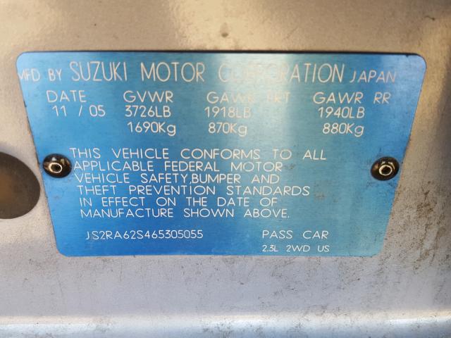 JS2RA62S465305055 - 2006 SUZUKI AERIO BLUE photo 10