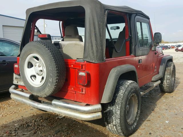 1J4FA29174P713970 - 2004 JEEP WRANGLER / RED photo 4