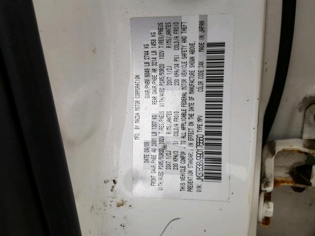 JM3TB38V990176560 - 2009 MAZDA CX-9 WHITE photo 10