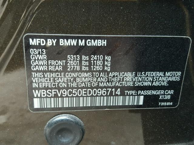 WBSFV9C50ED096714 - 2014 BMW M5 BROWN photo 10
