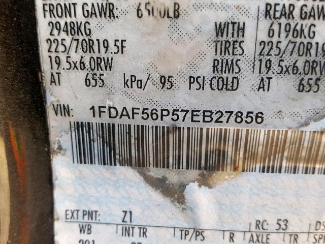 1FDAF56P57EB27856 - 2007 FORD F550 SUPER BLACK photo 10