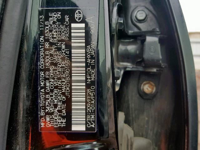 JTDKDTB39D1557141 - 2013 TOYOTA PRIUS C BLACK photo 10