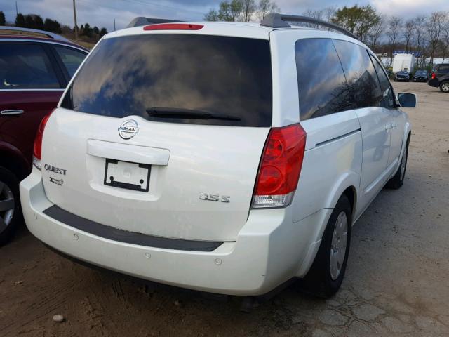 5N1BV28U06N120207 - 2006 NISSAN QUEST S WHITE photo 4