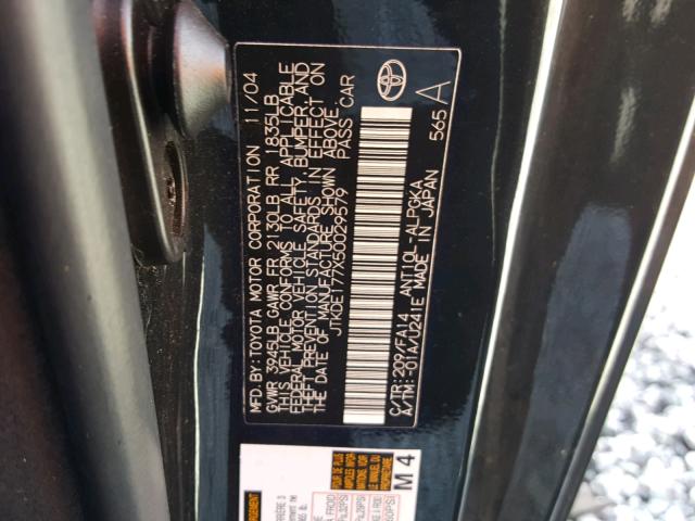 JTKDE177X50029579 - 2005 TOYOTA SCION TC შავი ფოტო 10